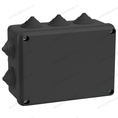 Коробка распаячная КМ41242 для открытой проводки 150х110х70мм IP55 10 гермовводов черная (RAL 9005) IEK