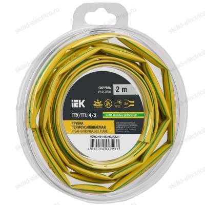 Трубка термоусадочная ТТУ нг-LS 4/2 желто-зеленая (2м/упак) IEK