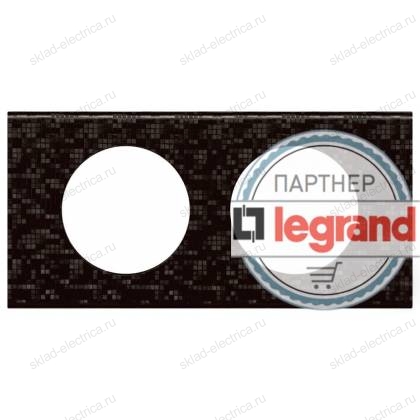 Рамка двухместная Legrand Celiane, кожа блэк пиксел 069452
