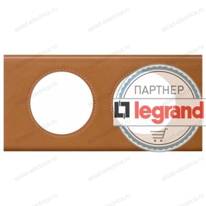 Рамка двухместная Legrand Celiane, кожа карамель 069422
