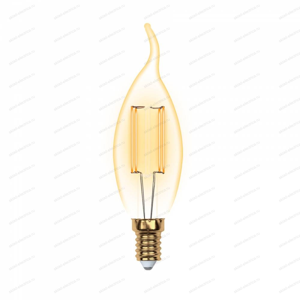 LED-CW35-5W-GOLDEN-E14 GLV21GO Лампа светодиодная Vintage. Форма свеча на ветру. золотистая колба. Картон. ТМ Uniel