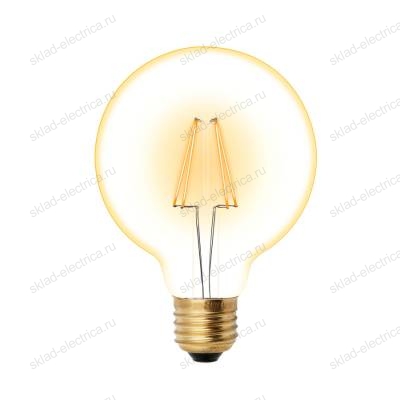 LED-G95-6W-GOLDEN-E27 GLV21GO Лампа светодиодная Vintage. Форма шар. золотистая колба. Картон. ТМ Uniel
