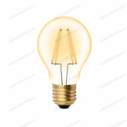 LED-A60-6W-GOLDEN-E27 GLV21GO Лампа светодиодная Vintage. Форма A. золотистая колба. Картон. ТМ Uniel
