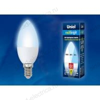 LED-C37-6W/NW/E14/FR/MB PLM11WH Лампа светодиодная. Форма «свеча», матовая. Серия Multibright. Белый свет (4000K). 100-50-10. Картон. ТМ Uniel.
