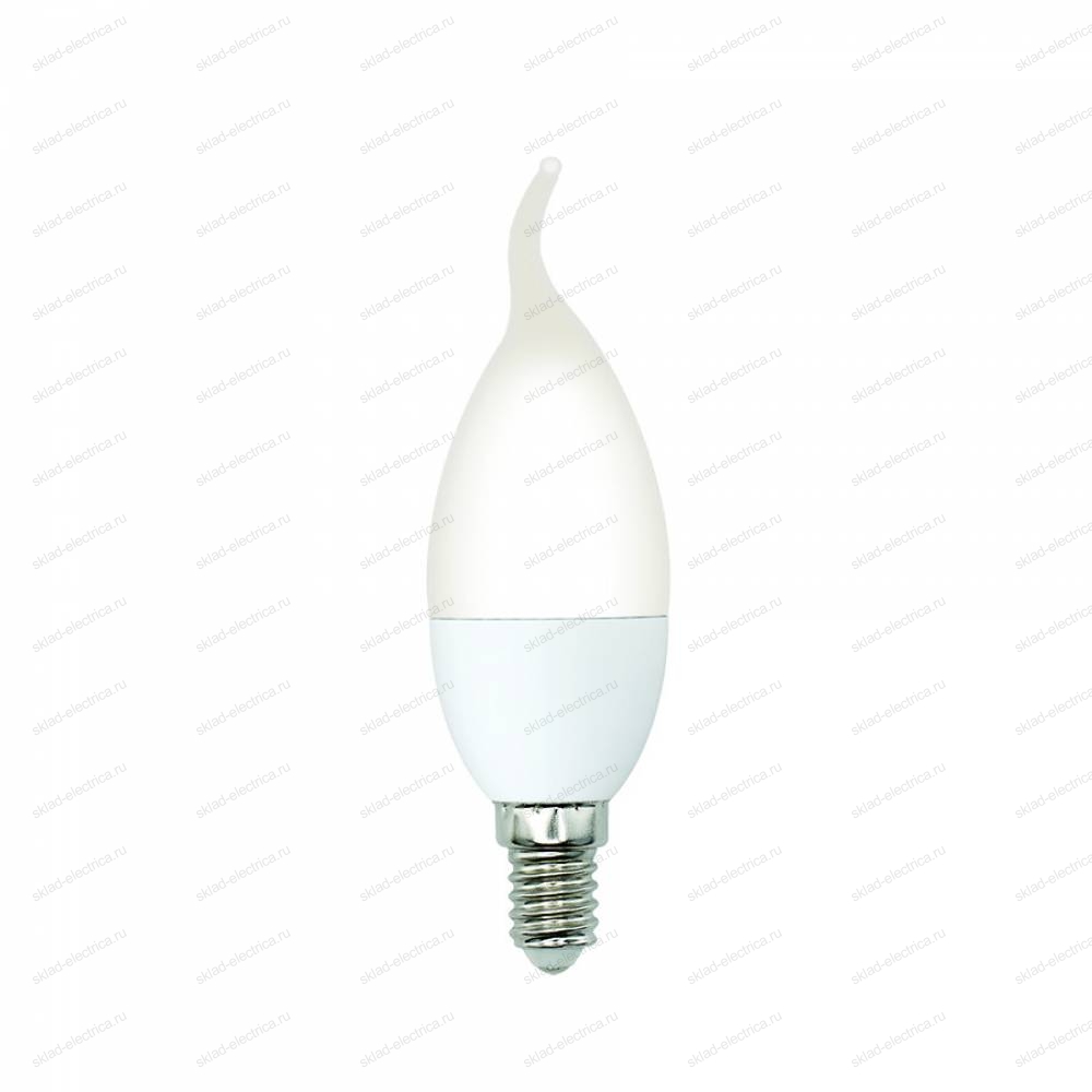 LED-CW37-6W/3000K/E14/FR/SLS Лампа светодиодная. Форма «свеча на ветру», матовая. Теплый белый свет (3000K). ТМ Volpe