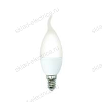 LED-CW37-6W/3000K/E14/FR/SLS Лампа светодиодная. Форма «свеча на ветру», матовая. Теплый белый свет (3000K). ТМ Volpe