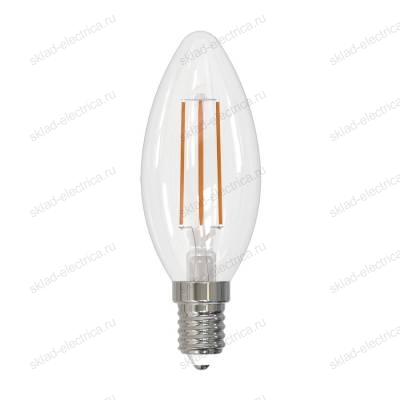 LED-C35-7W/3000K/E14/CL/SLF Лампа светодиодная. Форма "свеча", прозрачная. Теплый белый свет (3000K). ТМ Volpe