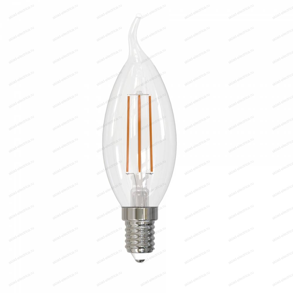 LED-CW35-6W/3000K/E14/CL/SLF Лампа светодиодная. Форма "свеча на ветру", прозрачная. Теплый белый свет (3000К). ТМ Volpe