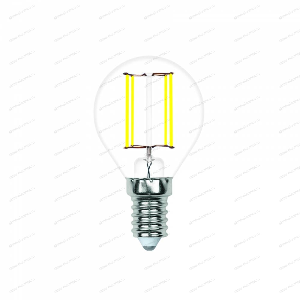 LED-G45-6W/4000K/E14/CL/SLF Лампа светодиодная. Форма "шар", прозрачная. Белый свет (4000K). ТМ Volpe
