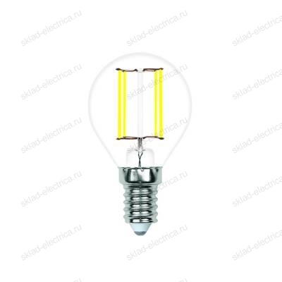 LED-G45-7W/3000K/E14/CL/SLF Лампа светодиодная. Форма "шар", прозрачная. Теплый белый свет (3000K). ТМ Volpe