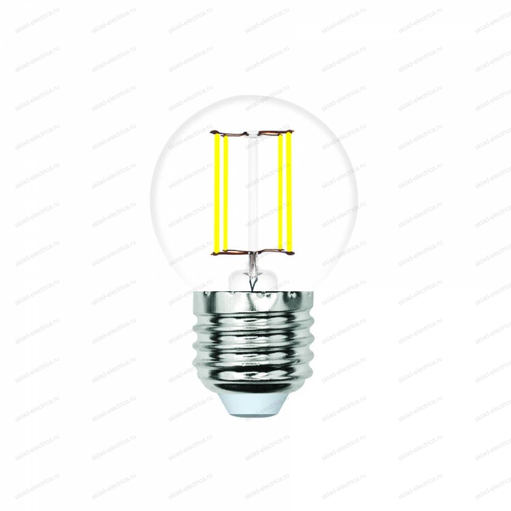 LED-G45-4W/4000K/E27/CL/SLF Лампа светодиодная. Форма "шар", прозрачная. Белый свет (4000K). ТМ Volpe