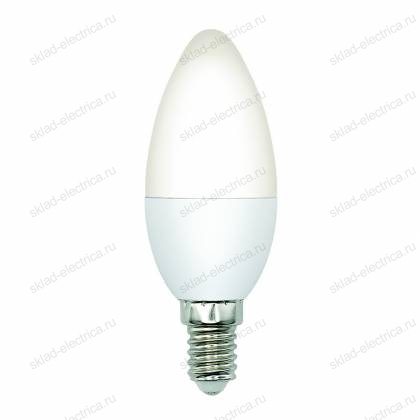 LED-C37-7W/3000K/E14/FR/SLS Лампа светодиодная. Форма "свеча", матовая. Теплый белый свет (3000K). ТМ Volpe
