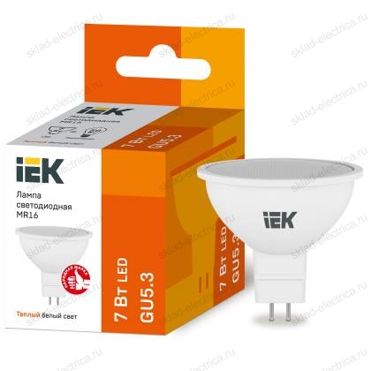 Лампа светодиодная MR16 софит 7Вт 230В 3000К GU5.3 IEK