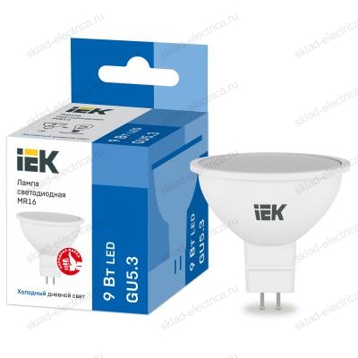 Лампа светодиодная MR16 софит 9Вт 230В 6500К GU5.3 IEK