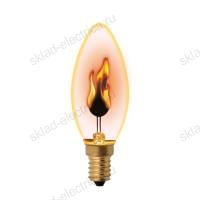 IL-N-C35-3/RED-FLAME/E14/CL Лампа декоративная с типом свечения "эффект пламени". Форма «свеча», прозрачная. Картон. ТМ Uniel.