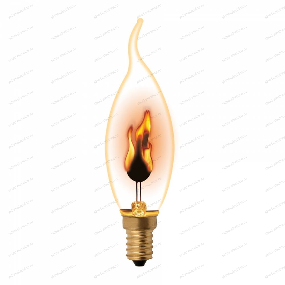 IL-N-CW35-3/RED-FLAME/E14/CL Лампа декоративная с типом свечения "эффект пламени". Форма «свеча на ветру», прозрачная. Картон. ТМ Uniel.