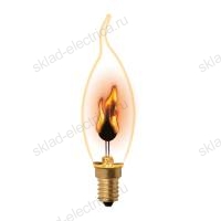 IL-N-CW35-3/RED-FLAME/E14/CL Лампа декоративная с типом свечения "эффект пламени". Форма «свеча на ветру», прозрачная. Картон. ТМ Uniel.