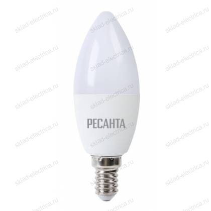 Лампа светодиодная LL-R-C37-7W-230-3K-E14 (свеча, 7Вт, тепл., Е14) Ресанта