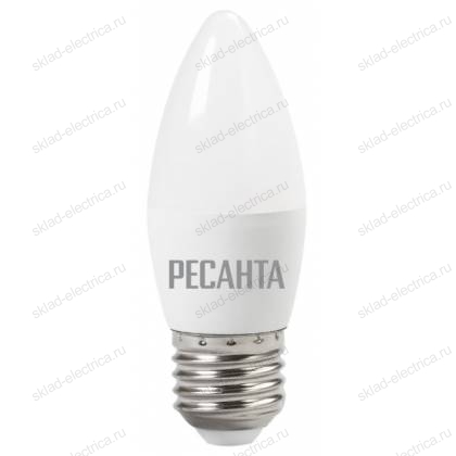 Лампа светодиодная LL-R-C37-6W-230-3K-E27 (свеча, 6Вт, тепл., Е27) Ресанта