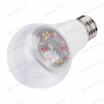 LED-A60-10W/SPM3/E27/CL PLP35WH MULTIPLANT Лампа светодиодная для растений. Форма "A", прозрачная. Три спектра для проращивания, роста и цветения. Картон. ТМ Uniel