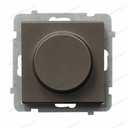 Светорегулятор поворотно-нажимной для нагрузки лампами накаливания Ospel Sonata Цвет шоколадный металлик,арт . LP-8RL2/m/40