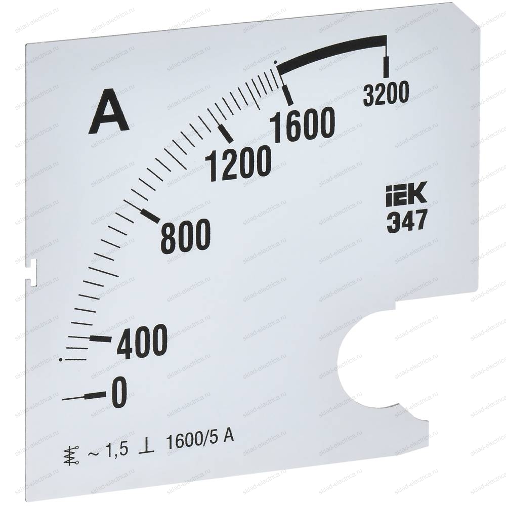 Шкала сменная для амперметра Э47 1600/5А класс точности 1,5 96х96мм IEK