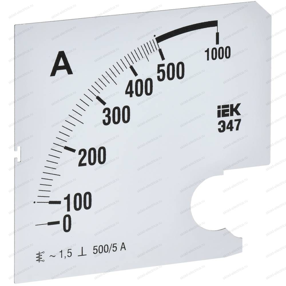 Шкала сменная для амперметра Э47 500/5А класс точности 1,5 96х96мм IEK