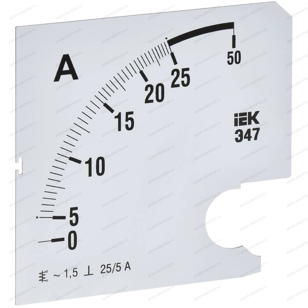 Шкала сменная для амперметра Э47 25/5А класс точности 1,5 96х96мм IEK