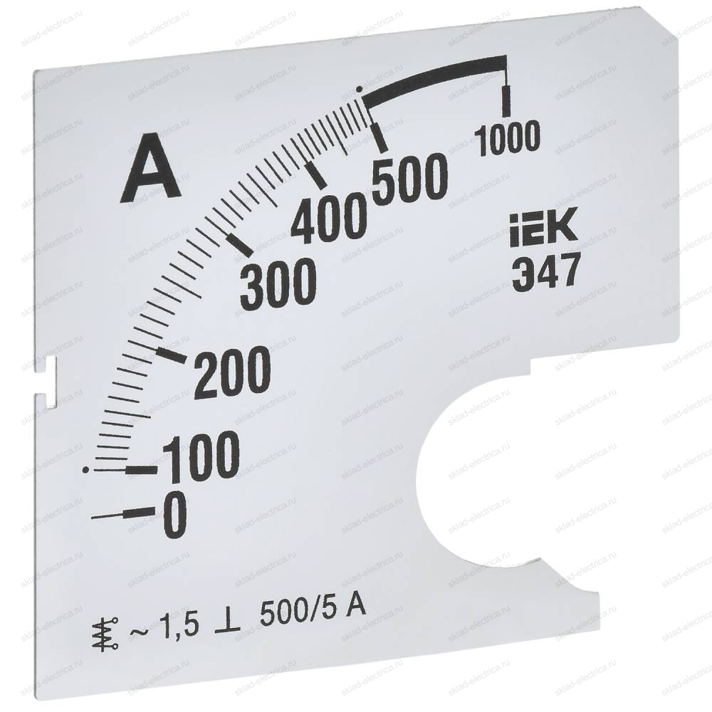Шкала сменная для амперметра Э47 500/5А класс точности 1,5 72х72мм IEK