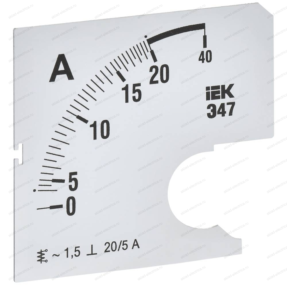 Шкала сменная для амперметра Э47 20/5А класс точности 1,5 72х72мм IEK