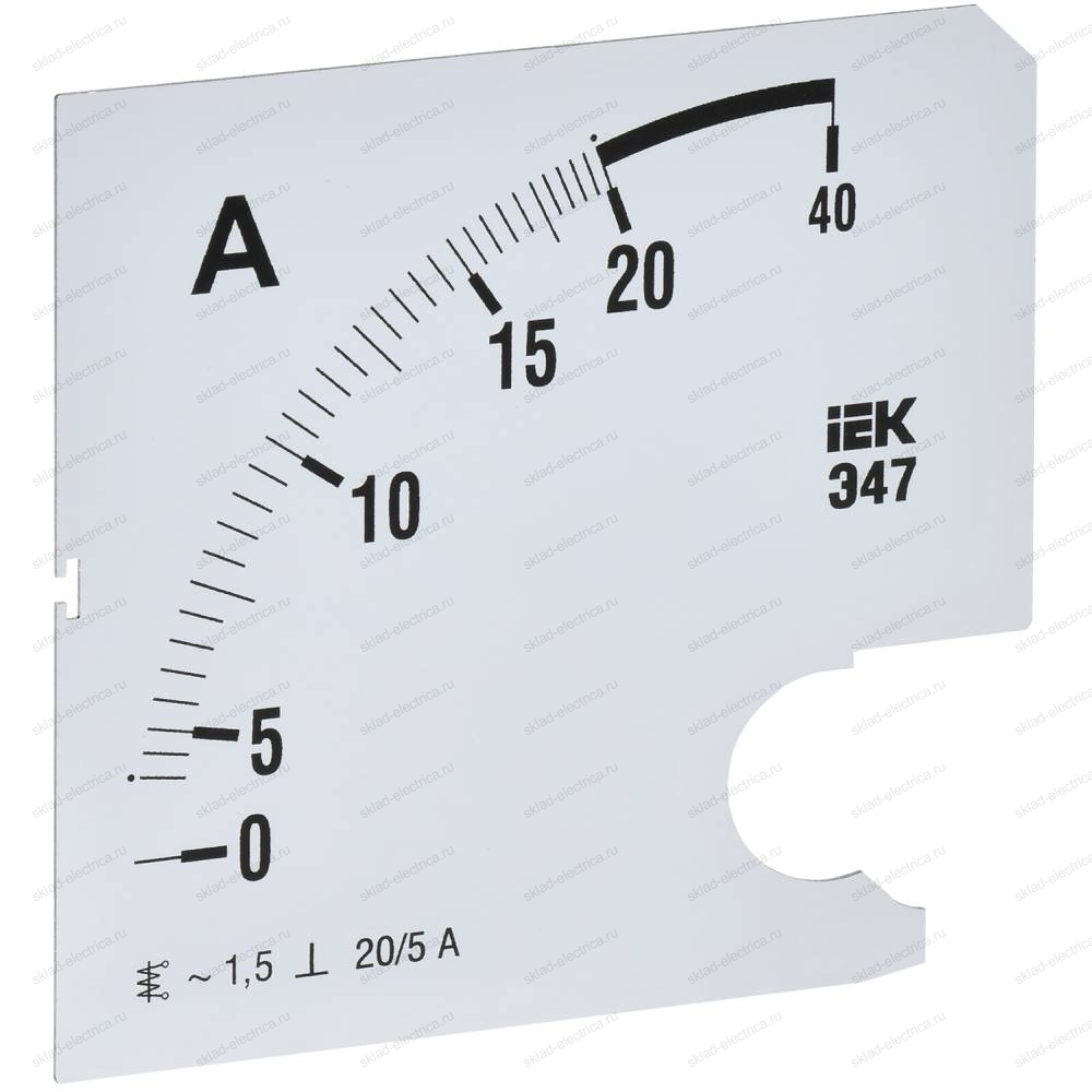Шкала сменная для амперметра Э47 20/5А класс точности 1,5 96х96мм IEK