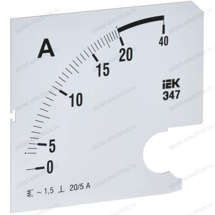 Шкала сменная для амперметра Э47 20/5А класс точности 1,5 96х96мм IEK