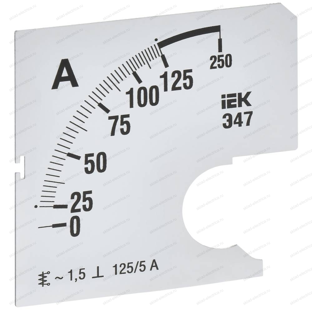 Шкала сменная для амперметра Э47 125/5А класс точности 1,5 72х72мм IEK