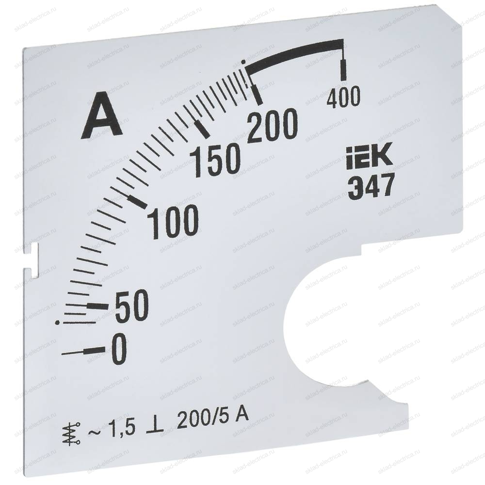 Шкала сменная для амперметра Э47 200/5А класс точности 1,5 72х72мм IEK