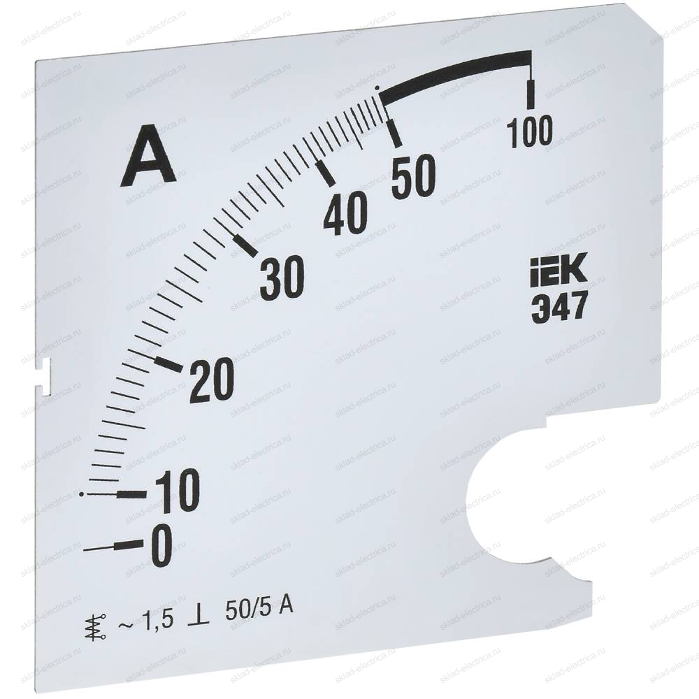 Шкала сменная для амперметра Э47 50/5А класс точности 1,5 96х96мм IEK