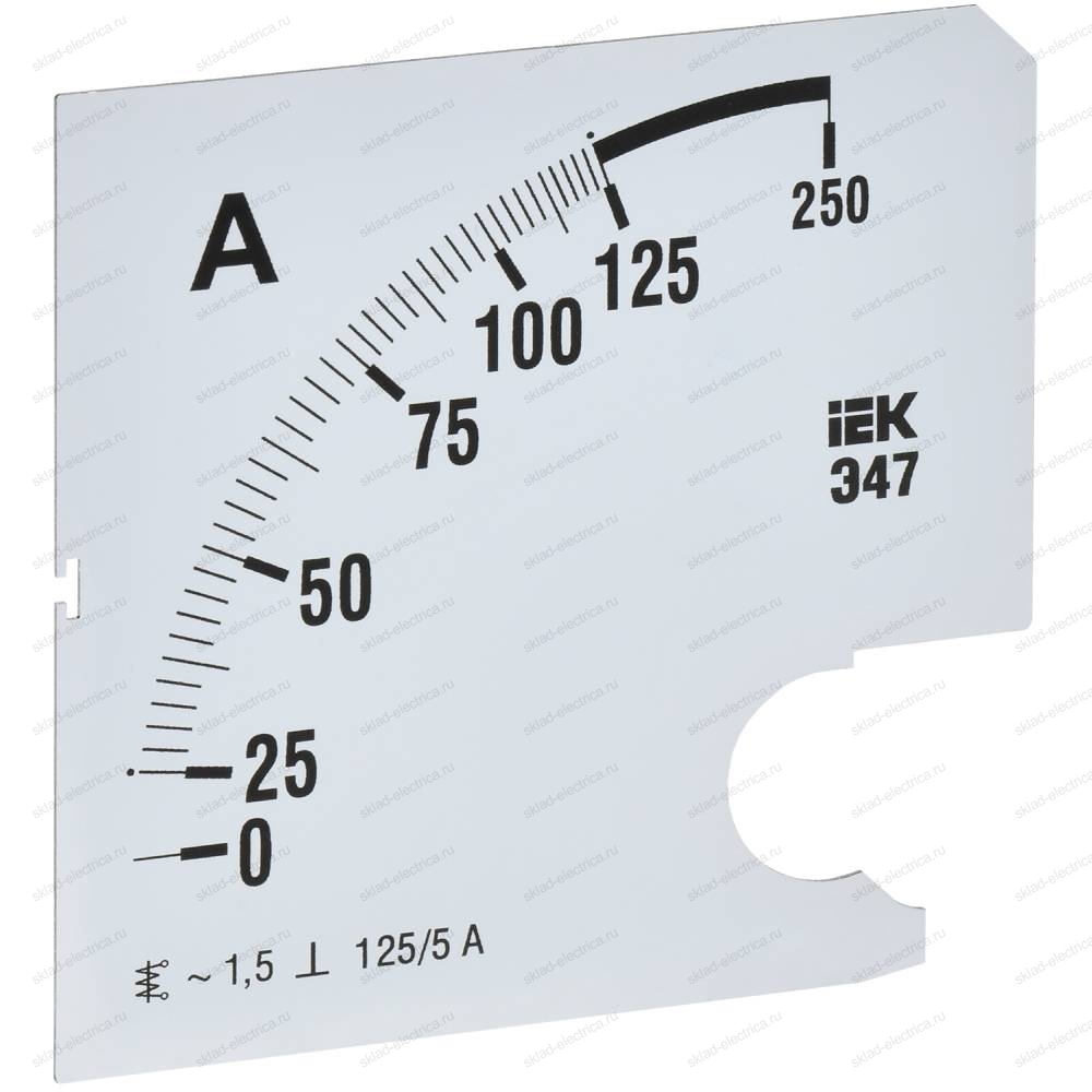 Шкала сменная для амперметра Э47 125/5А класс точности 1,5 96х96мм IEK