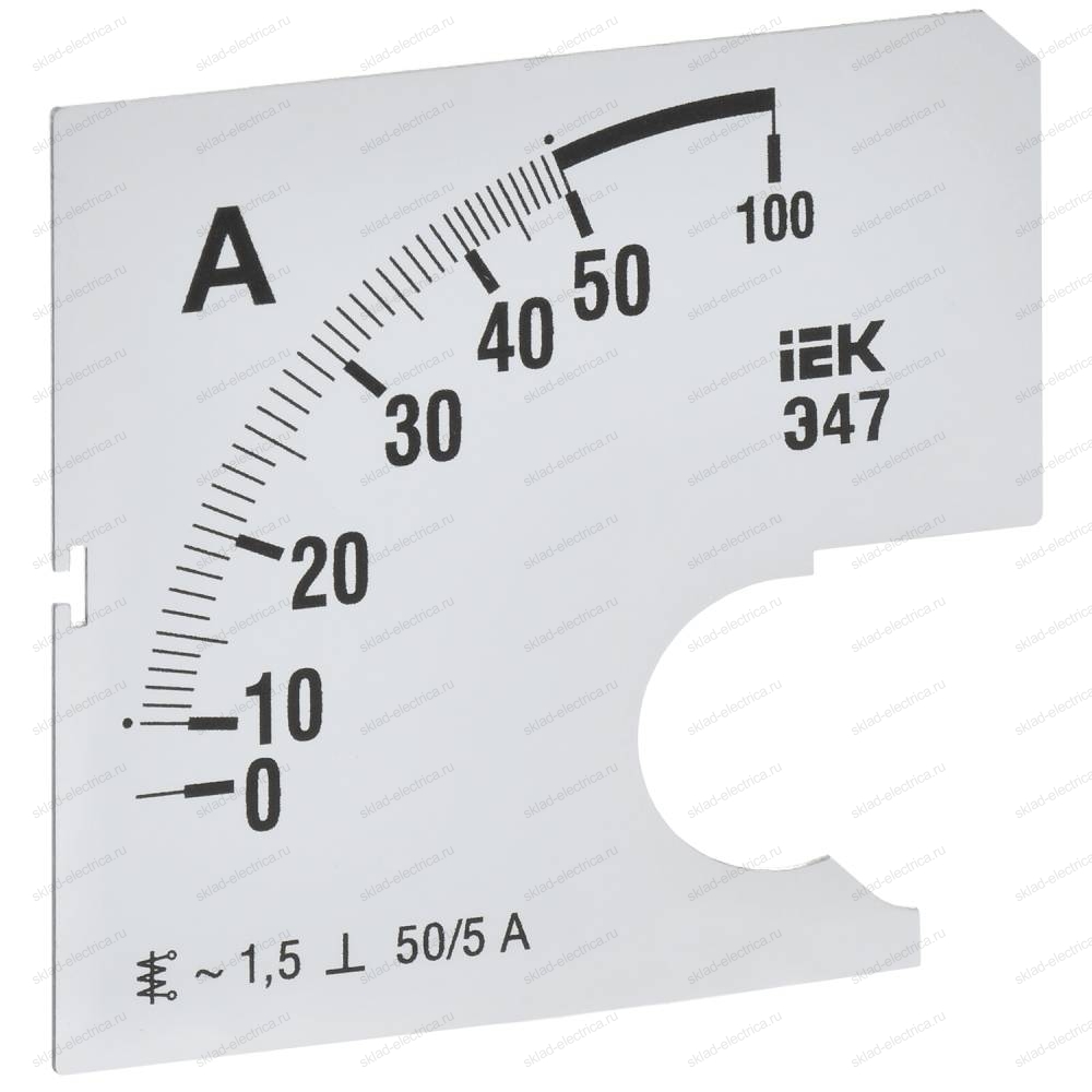 Шкала сменная для амперметра Э47 50/5А класс точности 1,5 72х72мм IEK