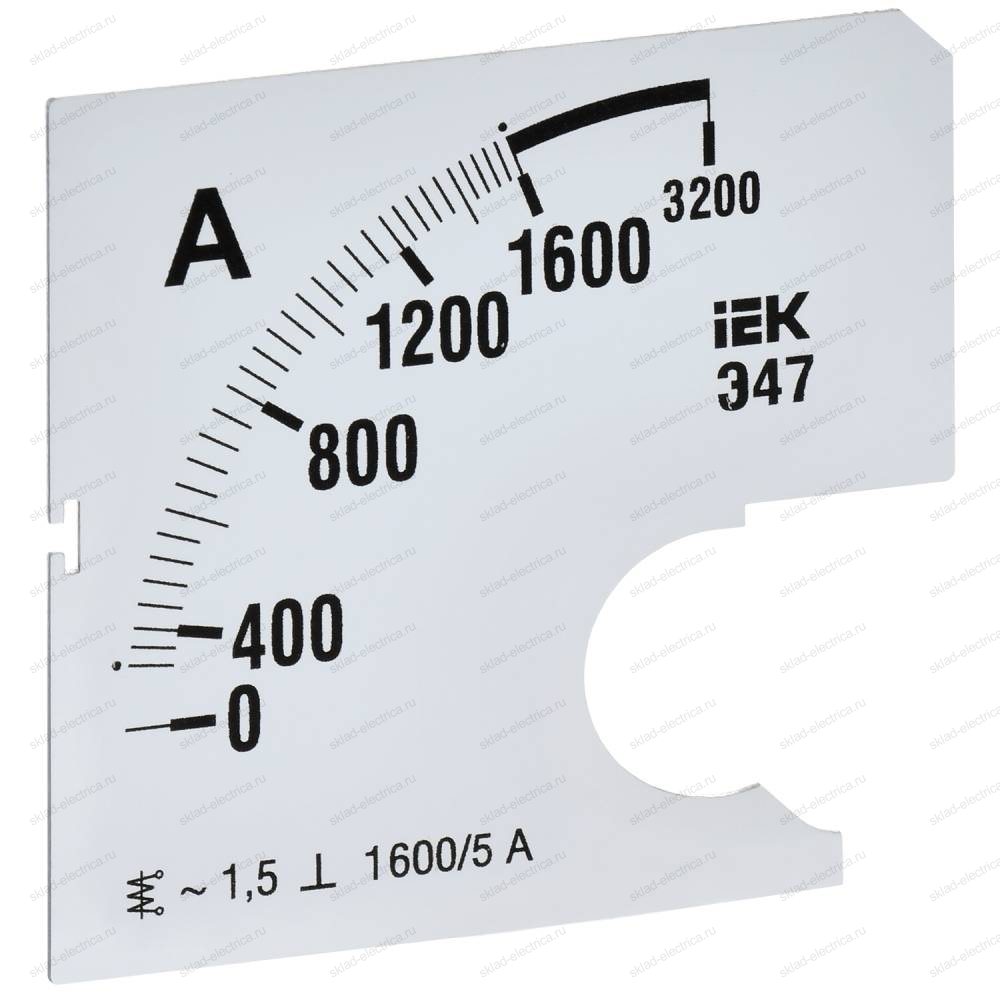 Шкала сменная для амперметра Э47 1600/5А класс точности 1,5 72х72мм IEK