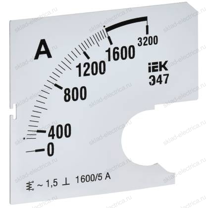 Шкала сменная для амперметра Э47 1600/5А класс точности 1,5 72х72мм IEK