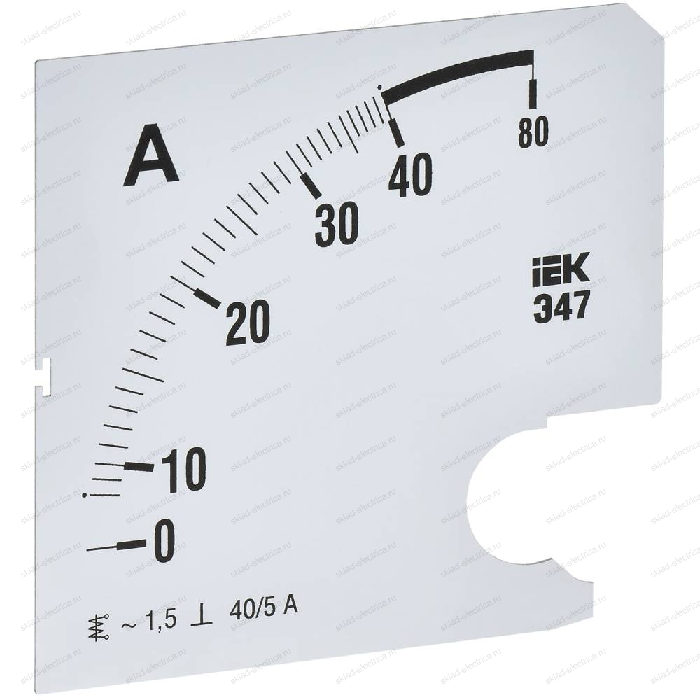 Шкала сменная для амперметра Э47 40/5А класс точности 1,5 96х96мм IEK