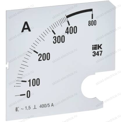 Шкала сменная для амперметра Э47 400/5А класс точности 1,5 96х96мм IEK