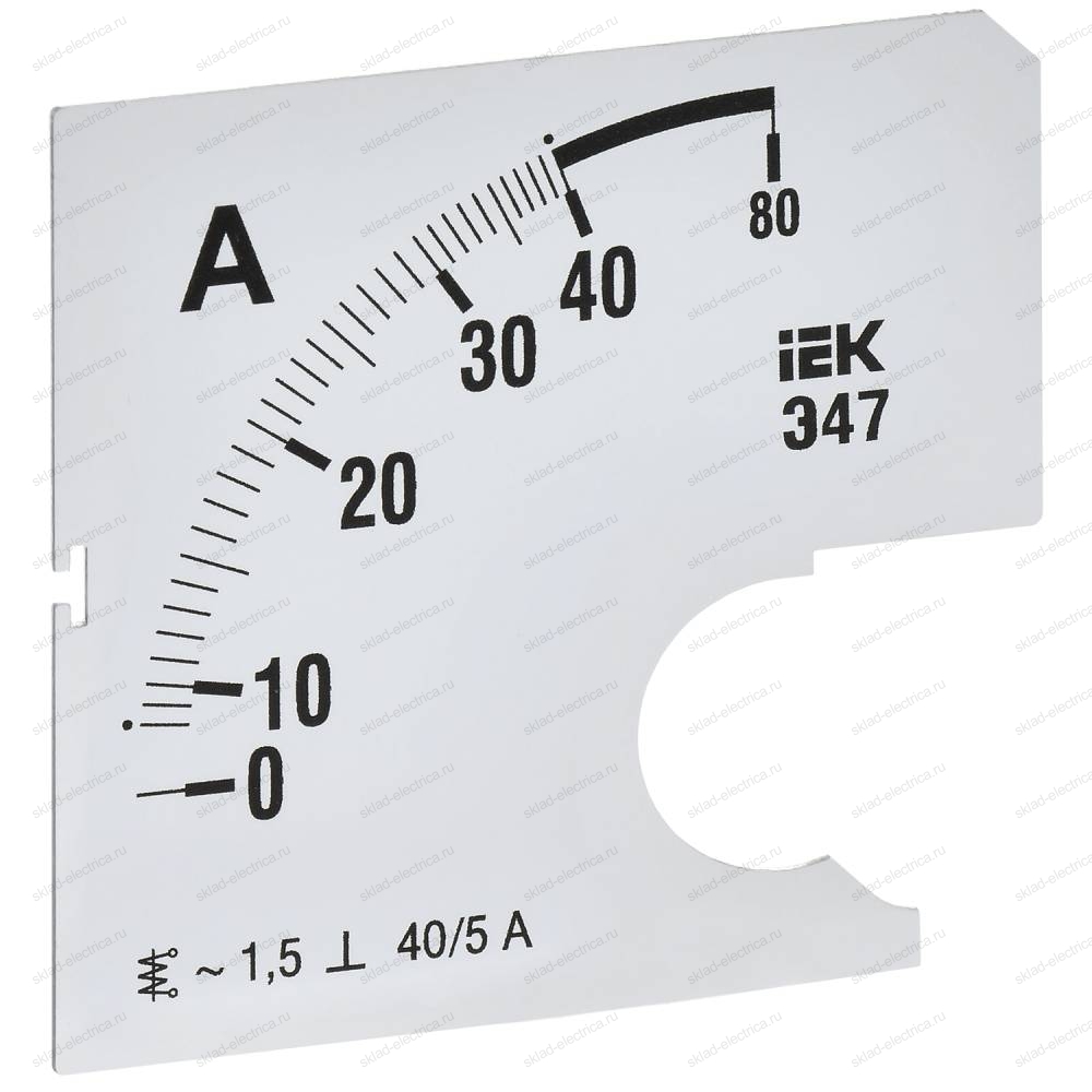 Шкала сменная для амперметра Э47 40/5А класс точности 1,5 72х72мм IEK