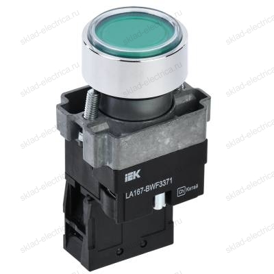 Кнопка управления LA167-BWF3371 d=22мм RC 1з с подсветкой зеленая IEK