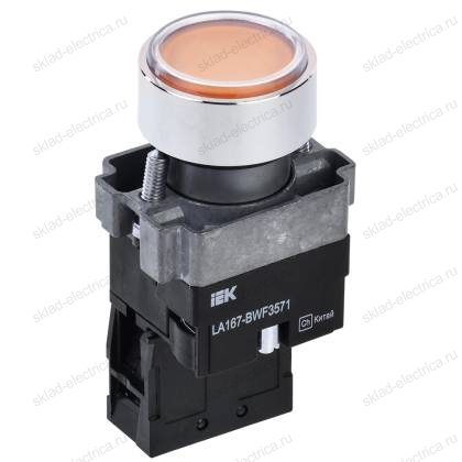 Кнопка управления LA167-BWF3571 d=22мм RC 1з с подсветкой желтая IEK