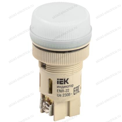 Лампа ENR-22 сигнальная d22мм белый неон/240В цилиндр IEK