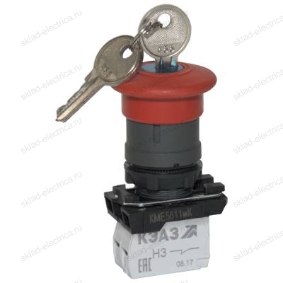 Кнопка КМЕ5511мК-красный-1но+1нз-гриб-ключ-фикс-IP54-КЭАЗ