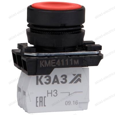 Кнопка КМЕ4102м-красный-0но+2нз-цилиндр-IP40-КЭАЗ