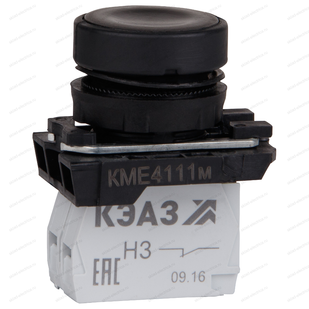 Кнопка КМЕ4110м-черный-1но+0нз-цилиндр-IP40-КЭАЗ