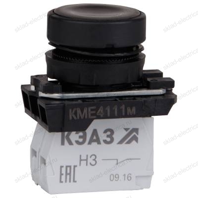 Кнопка КМЕ4501м-черный-0но+1нз-цилиндр-IP54-КЭАЗ
