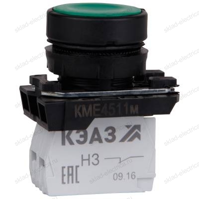 Кнопка КМЕ4102м-зеленый-0но+2нз-цилиндр-IP40-КЭАЗ